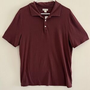 Reiss Mens Burgundy Cotton Short Sleeve Polo Shirt Large Maroon HM41.8.107.62